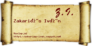 Zakariás Iván névjegykártya